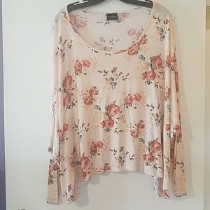 Pink floral rose top flowy boho oversized